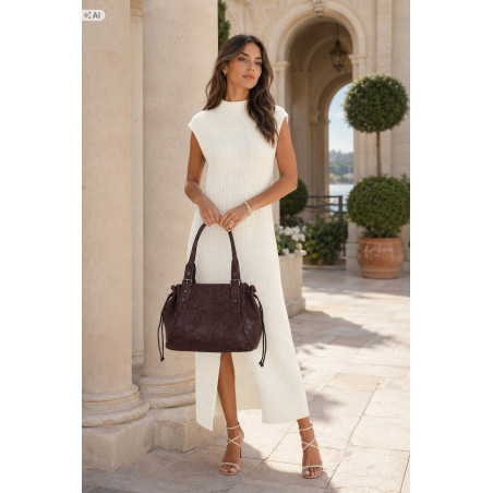 Torebka damska shopper A4 kuferek elegancka torba do pracy NS977 Bordowa