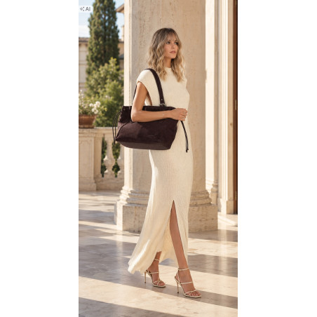 Torebka damska shopper A4 kuferek elegancka torba do pracy NS977 Bordowa
