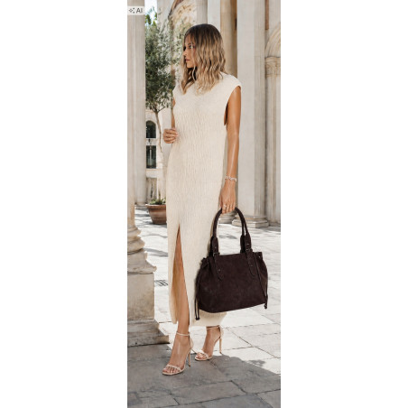Torebka damska shopper A4 kuferek elegancka torba do pracy NS977 Bordowa