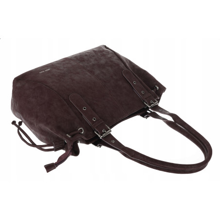Torebka damska shopper A4 kuferek elegancka torba do pracy NS977 Bordowa