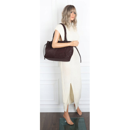 Torebka damska shopper A4 kuferek elegancka torba do pracy NS977 Bordowa