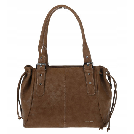 Torebka damska shopper A4 kuferek na ramię torba do pracy NS977 Brązowa