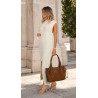 Torebka damska shopper A4 kuferek elegancka torba do pracy NS977 Brązowa
