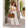 Torebka damska shopper A4 kuferek elegancka torba do pracy NS977 Brązowa