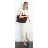Torebka damska shopper A4 kuferek elegancka torba do pracy NS977 Bordowa