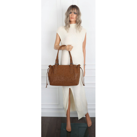 Torebka damska shopper A4 kuferek elegancka torba do pracy NS977 Brązowa