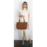 Torebka damska shopper A4 kuferek elegancka torba do pracy NS977 Brązowa
