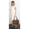 Torebka damska shopper A4 kuferek elegancka torba do pracy NS977 Brązowa