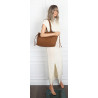 Torebka damska shopper A4 kuferek elegancka torba do pracy NS977 Brązowa