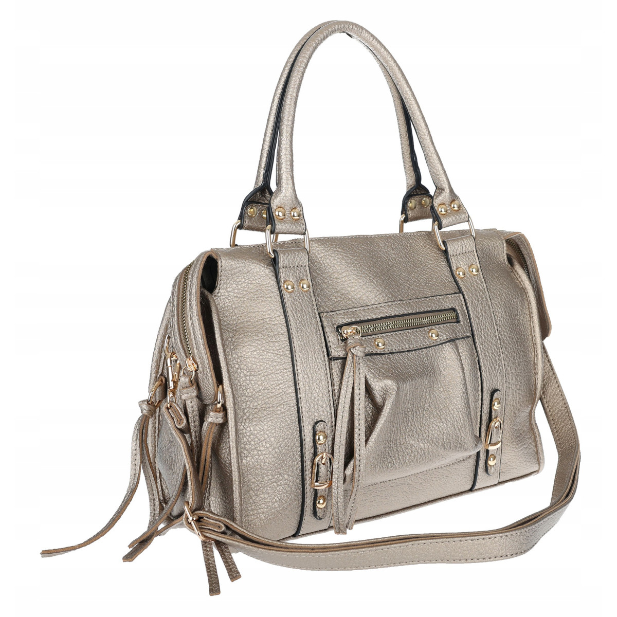 Torebka damska shopper kuferek elegancka torba do pracy do ręki HJ812 Złota