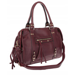 Torebka damska shopper kuferek elegancka torba modna do pracy HJ812 Bordowa