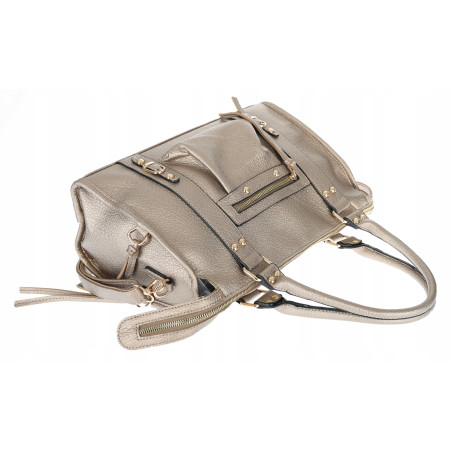 Torebka damska shopper kuferek elegancka torba do pracy do ręki HJ812 Złota