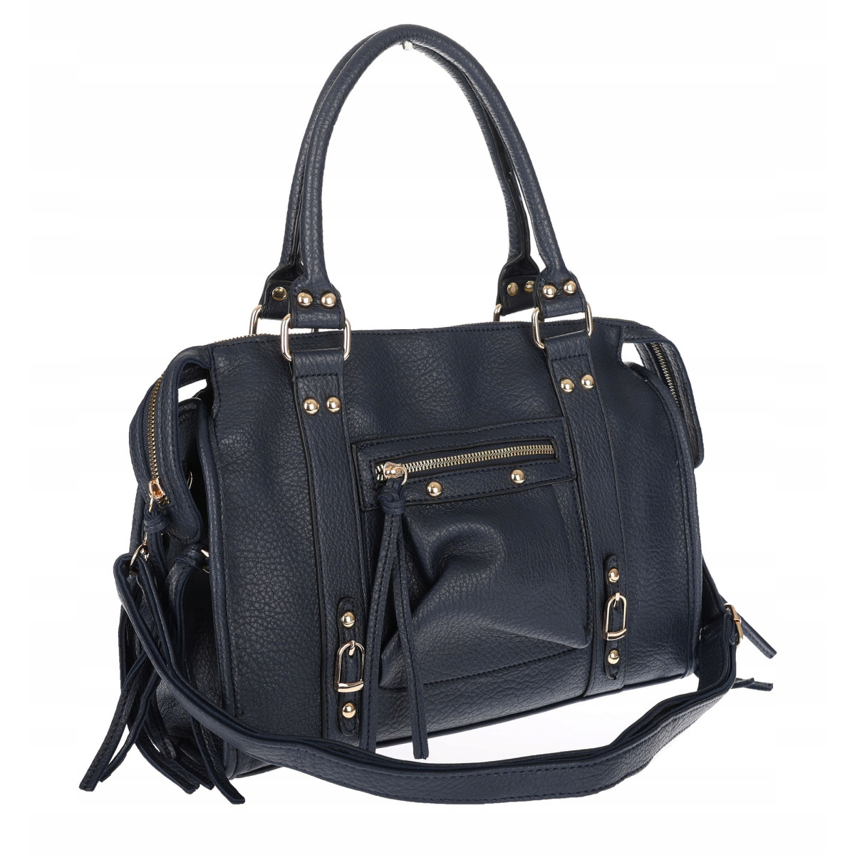 Torebka damska shopper A4 kuferek elegancka torba do pracy HJ812 Granatowa