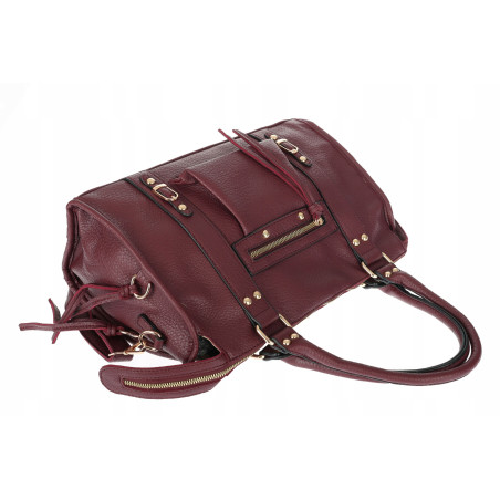Torebka damska shopper kuferek elegancka torba modna do pracy HJ812 Bordowa