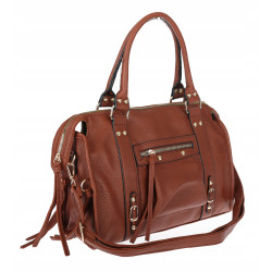 Torebka damska shopper A4 kuferek elegancka torba do pracy HJ812 Brązowa
