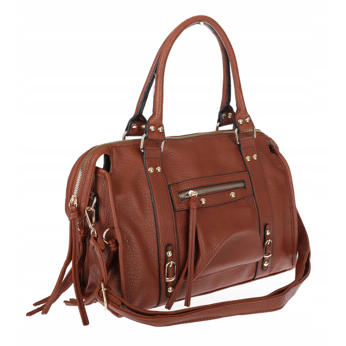 Torebka damska shopper A4 kuferek elegancka torba do pracy HJ812 Brązowa