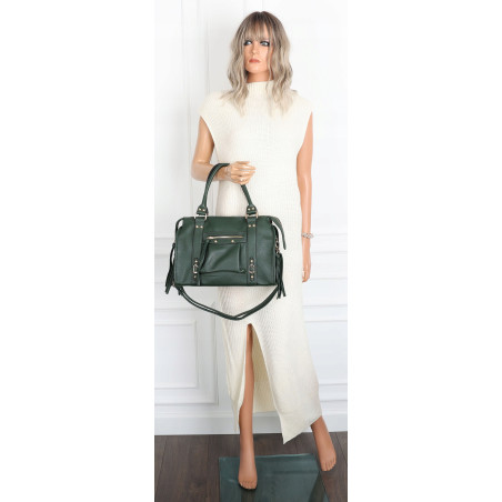 Torebka damska shopper A4 kuferek elegancka torba do pracy HJ812 Zielona