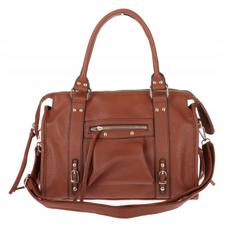 Torebka damska shopper A4 kuferek elegancka torba do pracy HJ812 Brązowa