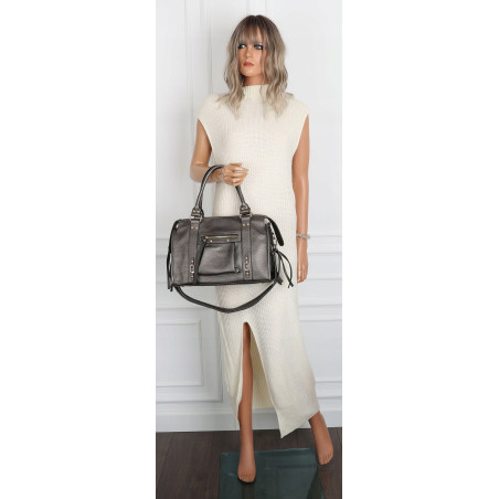 Torebka damska shopper A4 kuferek elegancka torba do pracy HJ812 Szara