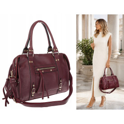 Torebka damska shopper kuferek elegancka torba modna do pracy HJ812 Bordowa
