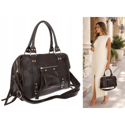 Torebka damska shopper kuferek elegancka torba do pracy HJ812 Czekoladowa