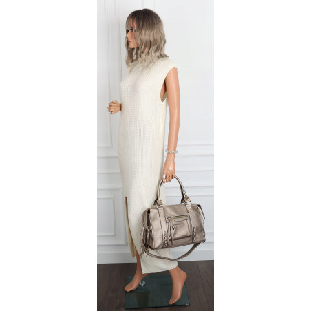 Torebka damska shopper kuferek elegancka torba do pracy do ręki HJ812 Złota