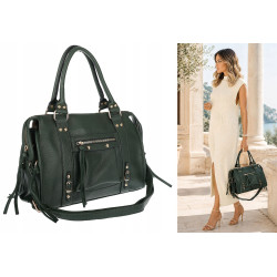 Torebka damska shopper A4 kuferek elegancka torba do pracy HJ812 Zielona