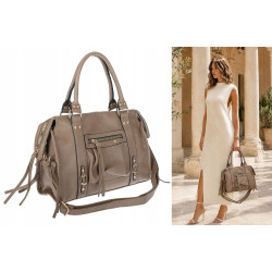 Torebka damska shopper A4 kuferek elegancka torba do pracy HJ812 Beżowa