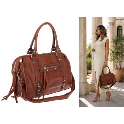 Torebka damska shopper A4 kuferek elegancka torba do pracy HJ812 Brązowa