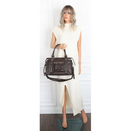 Torebka damska shopper kuferek elegancka torba do pracy HJ812 Czekoladowa