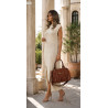 Torebka damska shopper A4 kuferek elegancka torba do pracy HJ812 Brązowa