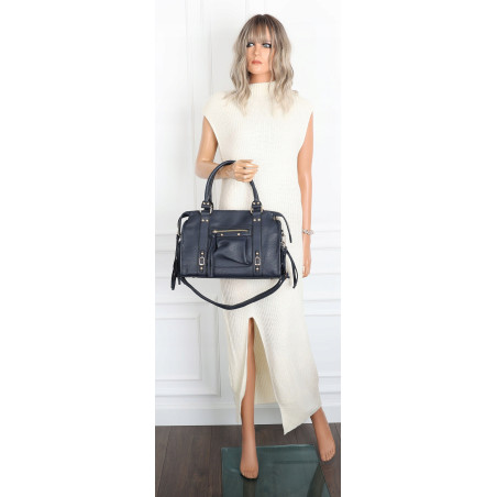 Torebka damska shopper A4 kuferek elegancka torba do pracy HJ812 Granatowa
