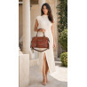 Torebka damska shopper A4 kuferek elegancka torba do pracy HJ812 Brązowa
