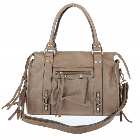 Torebka damska shopper A4 kuferek elegancka torba do pracy HJ812 Beżowa