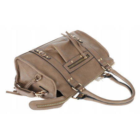 Torebka damska shopper A4 kuferek elegancka torba do pracy HJ812 Beżowa