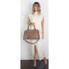 Torebka damska shopper A4 kuferek elegancka torba do pracy HJ812 Beżowa