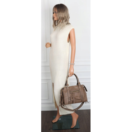 Torebka damska shopper A4 kuferek elegancka torba do pracy HJ812 Beżowa