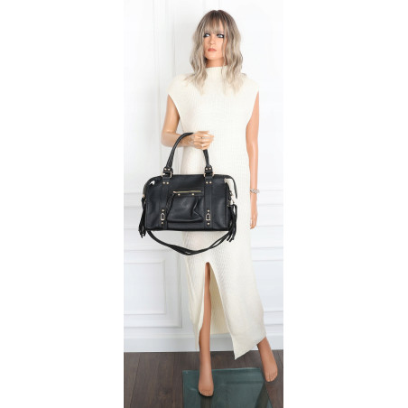 Torebka damska shopper A4 kuferek elegancka torba do pracy HJ812 Czarna