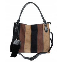 Torebka damska shopper worek zamszowa boho frędzle na ramię MC796 Czarna