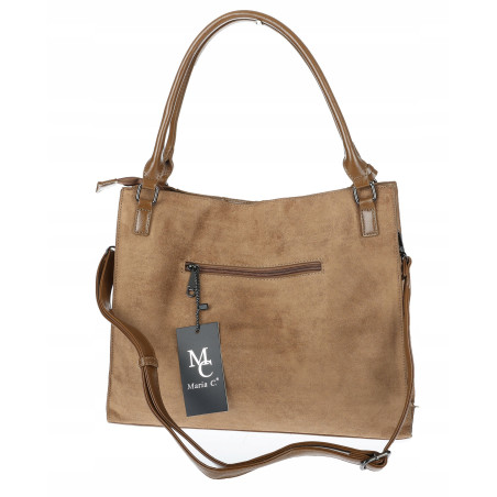Torebka damska shopper worek zamszowa boho frędzle na ramię MC796 Beżowa