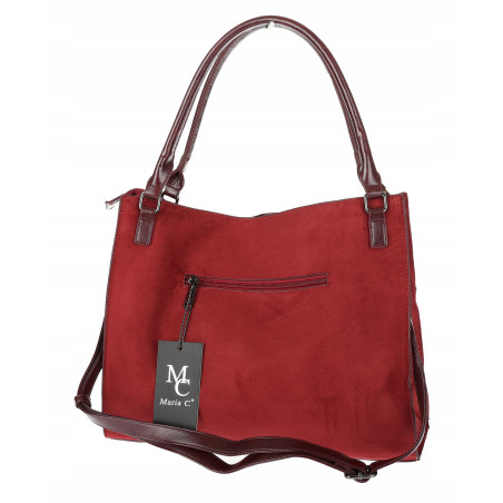 Torebka damska shopper worek zamszowa boho frędzle na ramię MC796 Bordowa