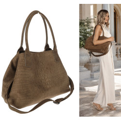 Torebka damska shopper worek zamszowa modna lekka torba pasek L540 Zielona