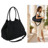 Torebka damska shopper worek zamszowa modna lekka torba pasek L540 Czarna