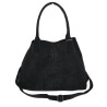 Torebka damska shopper worek zamszowa modna lekka torba pasek L540 Czarna