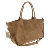 Torebka damska shopper worek zamszowa modna lekka torba pasek L540 Brązowa