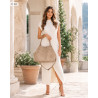 Torebka damska shopper worek zamszowa modna lekka torba pasek L540 Beżowa