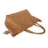 Torebka damska shopper worek zamszowa modna lekka torba pasek L540 Brązowa