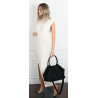 Torebka damska shopper worek zamszowa modna lekka torba pasek L540 Czarna