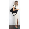 Torebka damska shopper worek zamszowa modna lekka torba pasek L540 Czarna