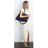 Torebka damska shopper worek zamszowa modna lekka torba L540 Granatowa
